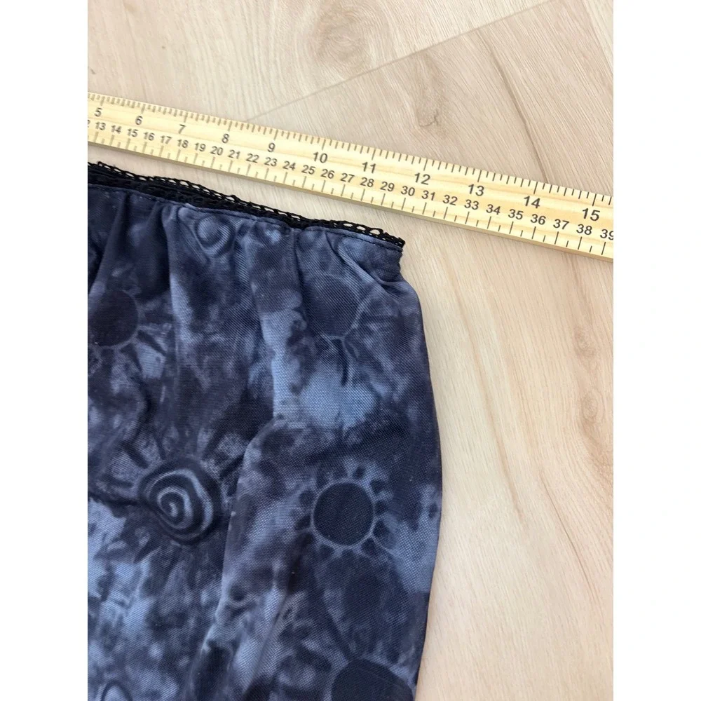 Daisy Street Mesh Maxi Skirt Womens Medium Blue Celestial Sun Print Grunge Y2K